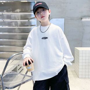上衣大童装百搭20269中长袖T恤衫休闲男孩打底衫白色春款男童新款