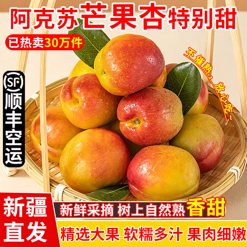 新疆杏新鲜阿克苏芒果杏吊干杏子新鲜水果甜蜜油杏小红杏非小白杏