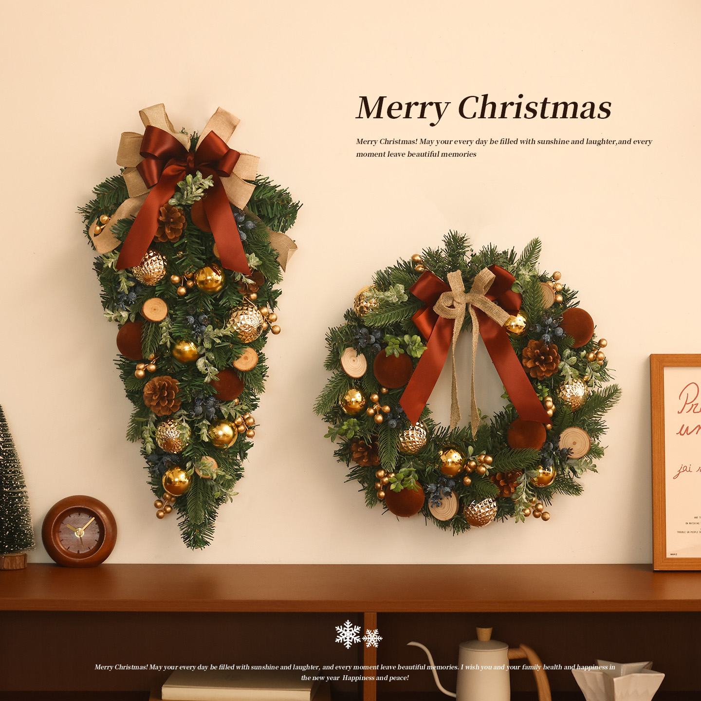 【工厂】圣诞花环倒挂墙挂