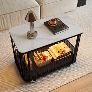 岩板客厅沙发边几灯光感应可移动茶几小推车大师设计艺术边几角几