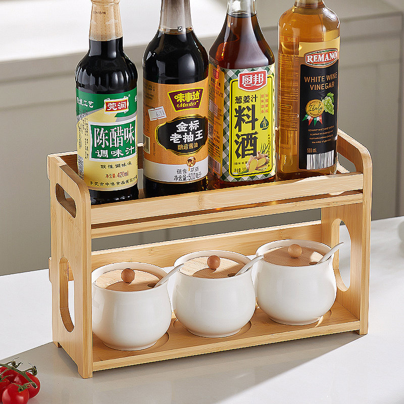 创意厨房调味罐调料盒套装家用双层辣椒盐糖罐调味料瓶收纳置物架