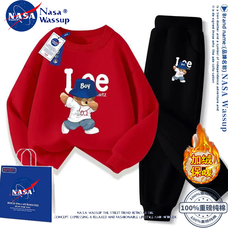 亲子装套装NASA联名马年本命年儿童圆领卫衣2026春秋冬潮班服定制