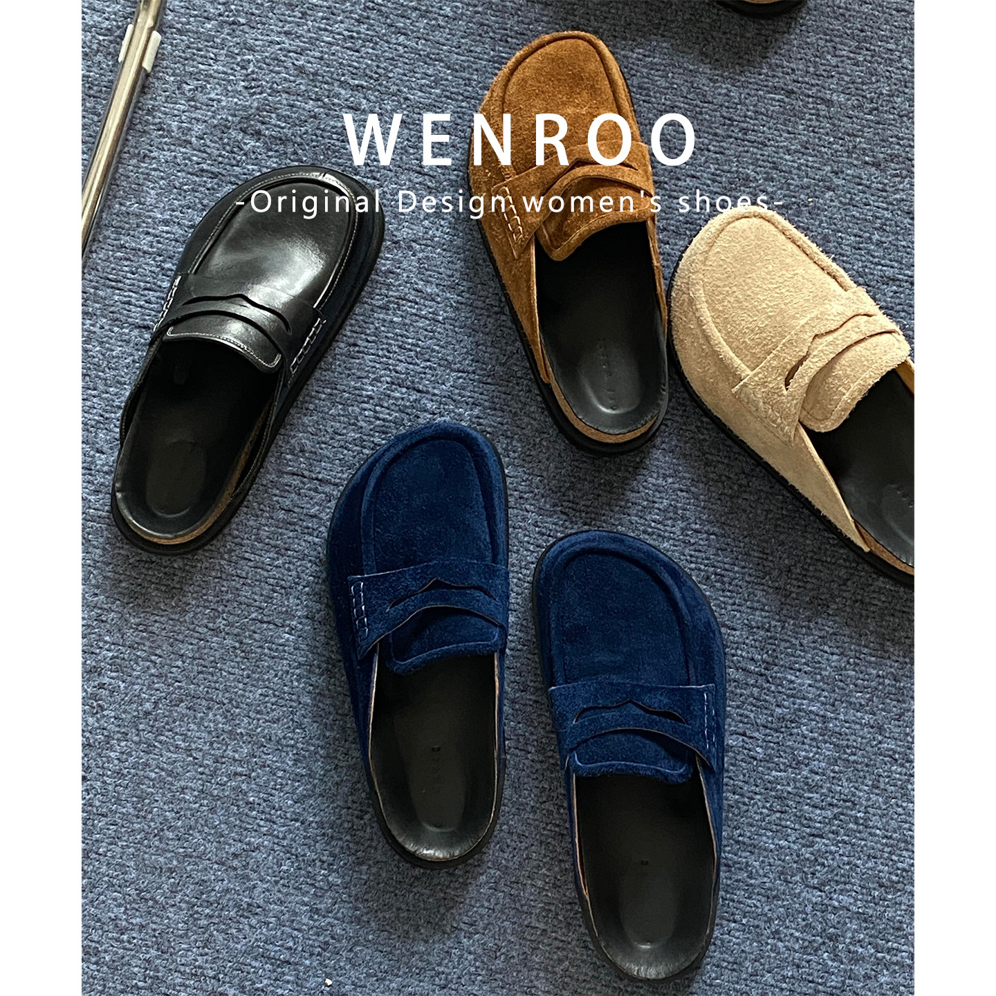 牛皮版~真皮大码45码厚底勃肯鞋男女同款外穿2026新款包头半拖鞋