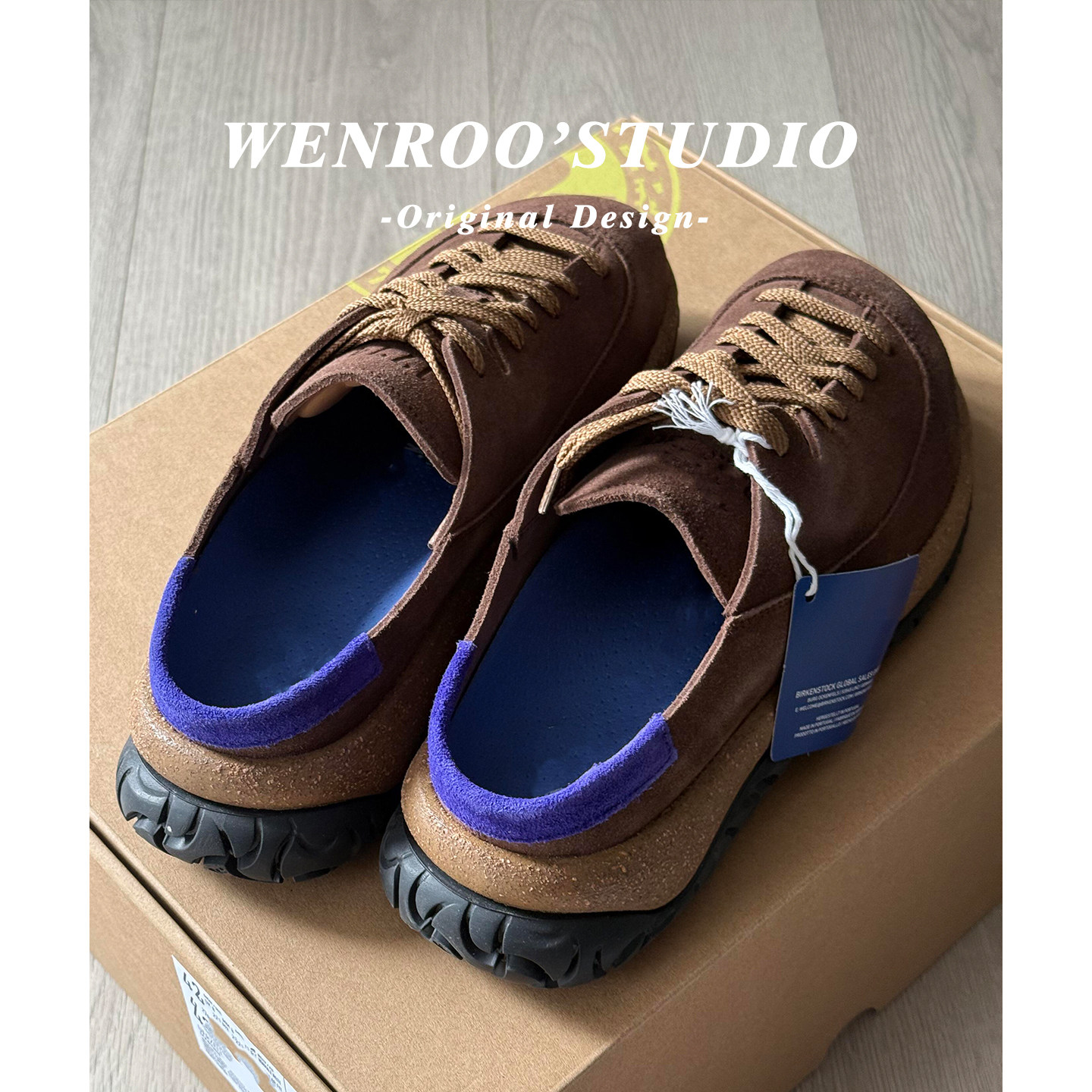 男女同款大码真皮系带增高厚底包头拖外穿运动风休闲一脚蹬勃肯鞋