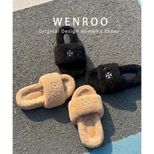 赵露思同款厚底羊羔毛毛拖鞋外穿