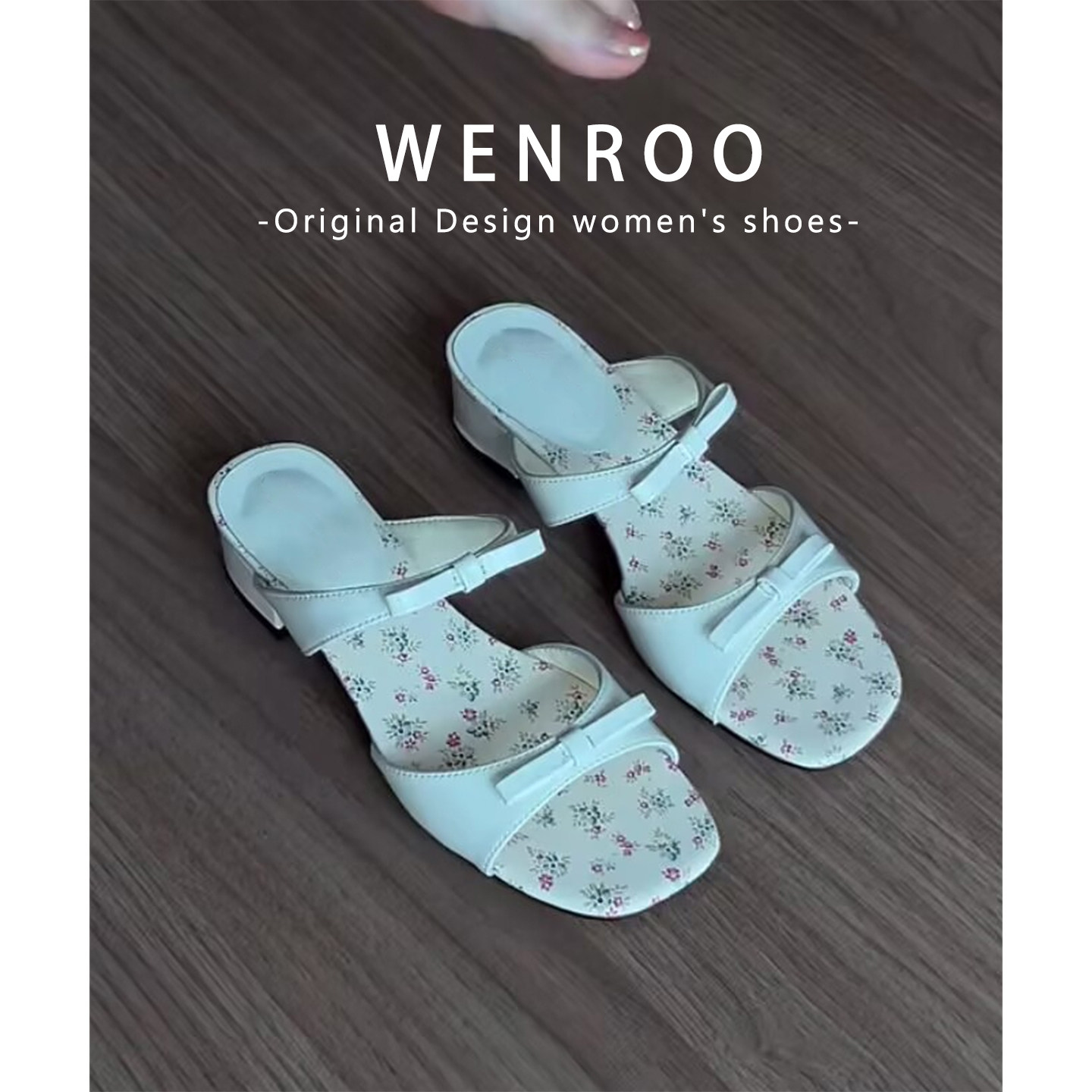 法式白色仙女风碎花露趾凉鞋外穿2025夏季新款一字绝美高跟凉拖鞋