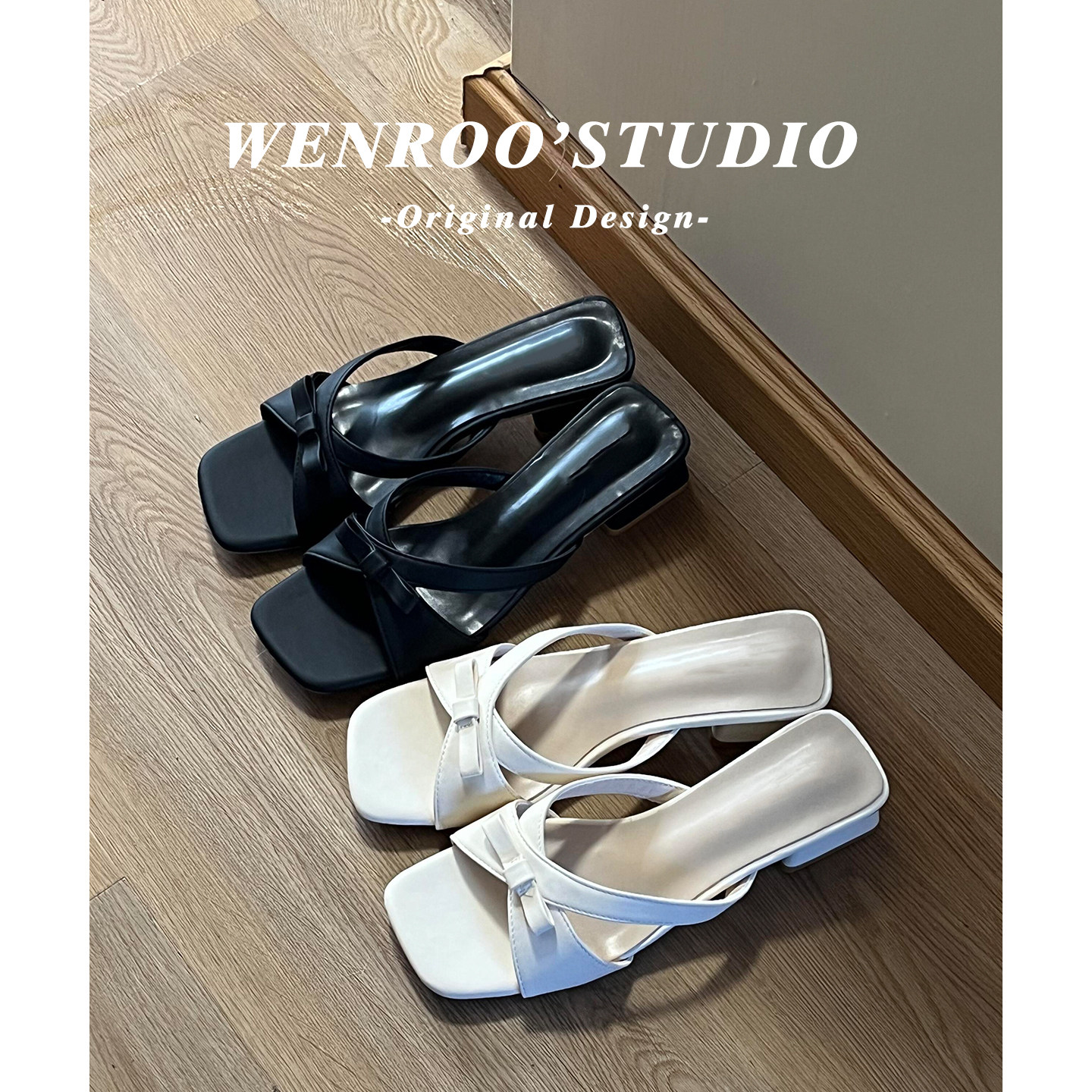 法式蝴蝶结露趾高跟凉鞋女外穿2026夏季新款白色性感一脚蹬凉拖鞋