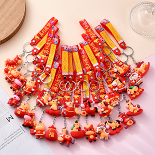 新款马年钥匙扣挂件生肖马公仔马上暴富包包挂饰新年春节礼物礼品