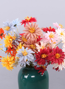 新款仿真花5头烟花菊 婚庆小雏菊婚礼堂插花艺家具白色波斯菊假花