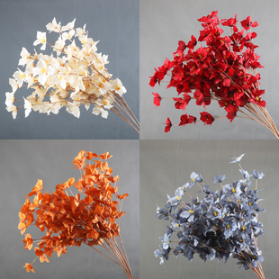 婚庆仿真3叉合欢花绢花婚礼堂软装吊顶T台插花路引假花舞台装饰花