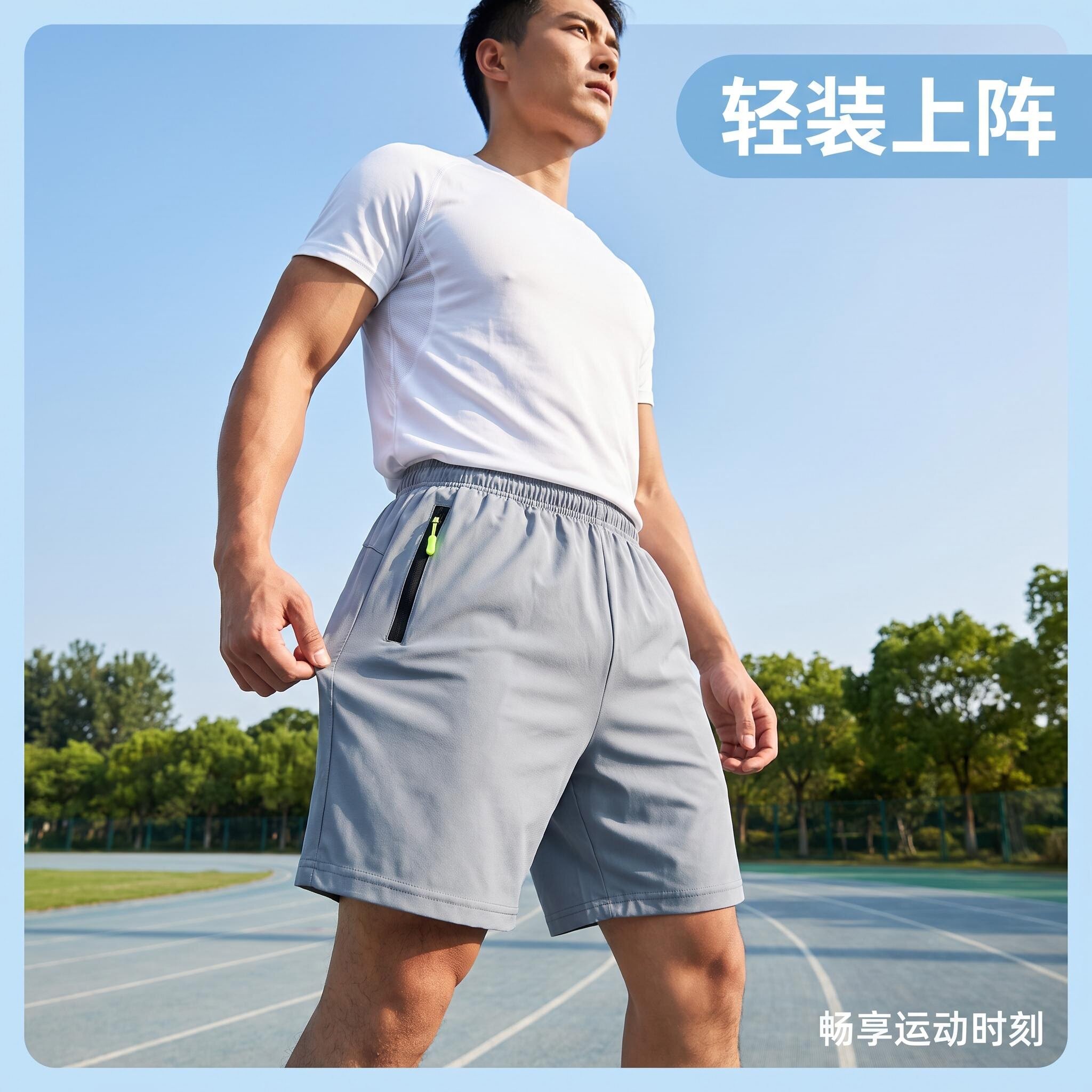 夏季男士锦纶冰丝速干短裤高弹舒适薄款宽松百搭休闲运动五分裤