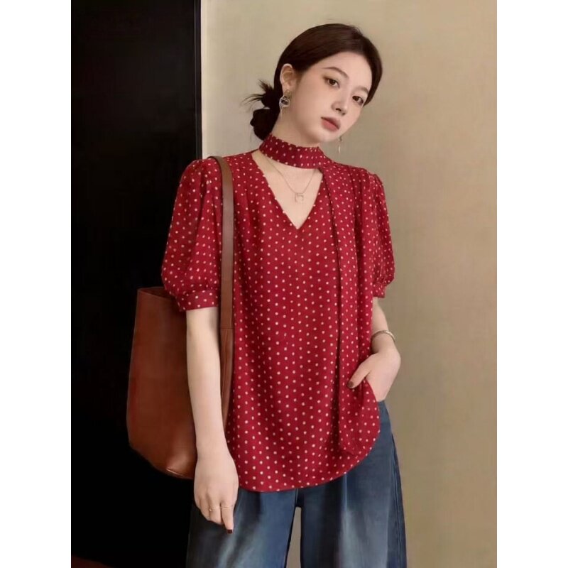 大码女装韩版雪纺衬衫女显瘦衬衣T恤