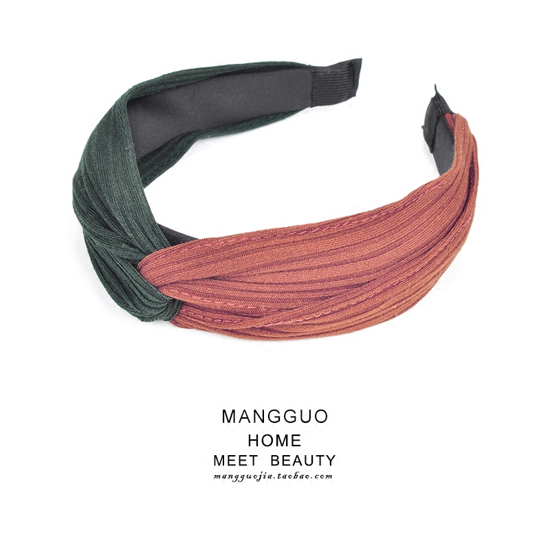 原创设计风拼色打结宽边压发头箍