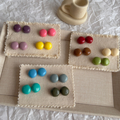 多巴胺糖果 ins韩系博主 925纯银树脂耳钉 莫兰迪全色系 原创