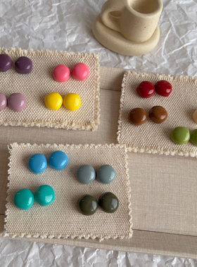 原创《莫兰迪全色系》ins韩系博主 多巴胺糖果 925纯银树脂耳钉