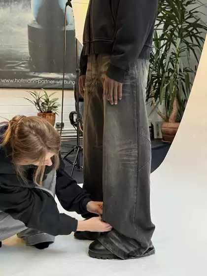 No/Faith Studios Faded Dune-Like Distressed Jeans High-Waisted Loose Straight-Leg Slightly Flared Denim Pants