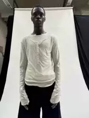No Faith Studios 24Ss Black and White Two-Tone Slim-Fit Crew Neck Double-Layer Shirt, Unisex Style