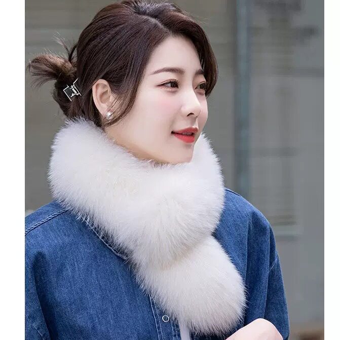 双面真狐狸毛围脖秋冬加厚保暖毛绒皮草围巾女獭兔毛领子披肩批发