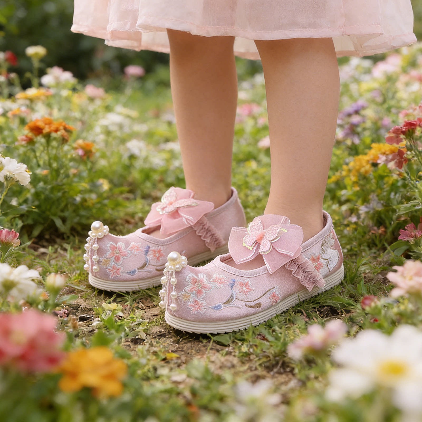 新款女童绣花鞋中国风儿童汉服鞋软底舒适舞蹈演出手工宝宝布鞋女