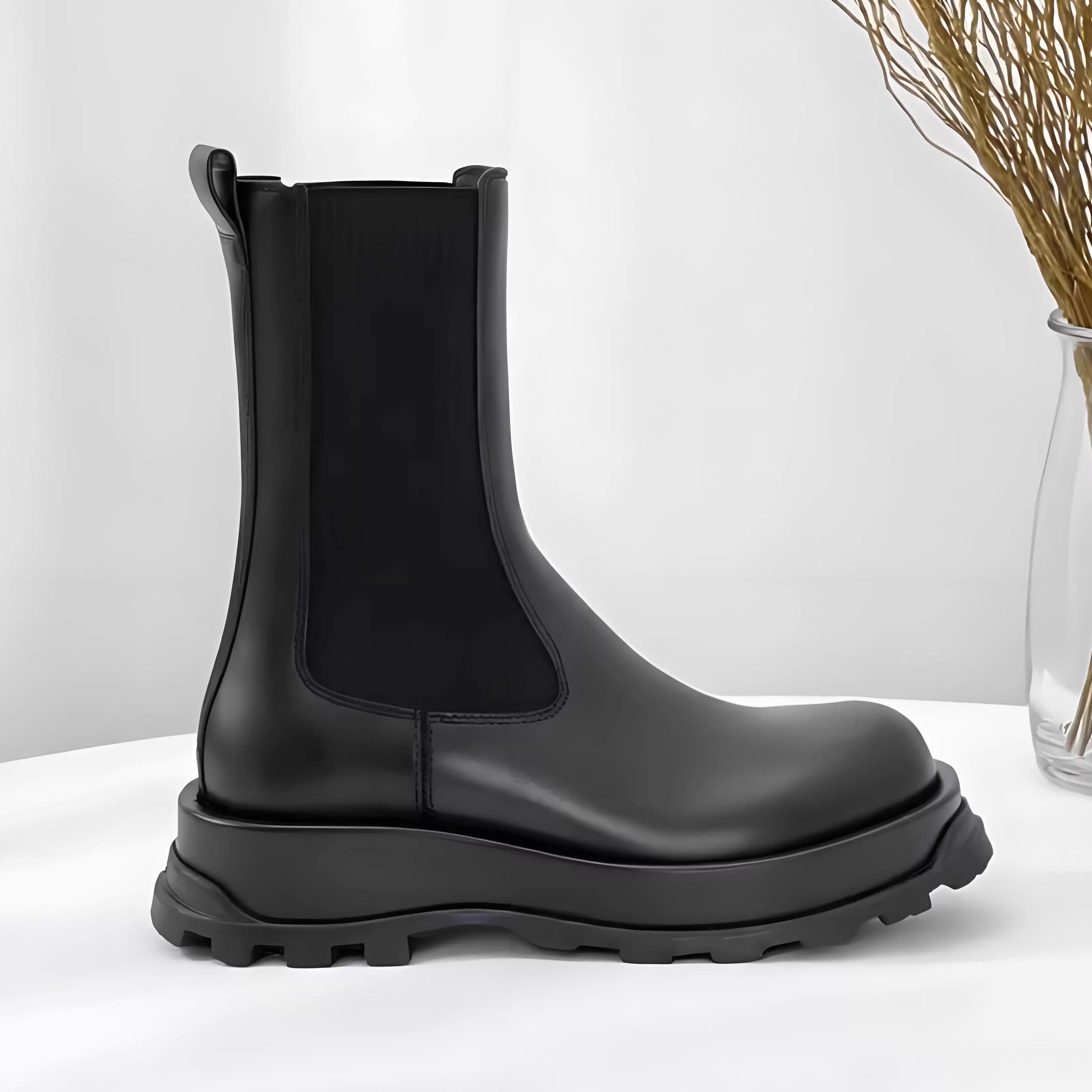 头层牛皮2025新款烟筒靴