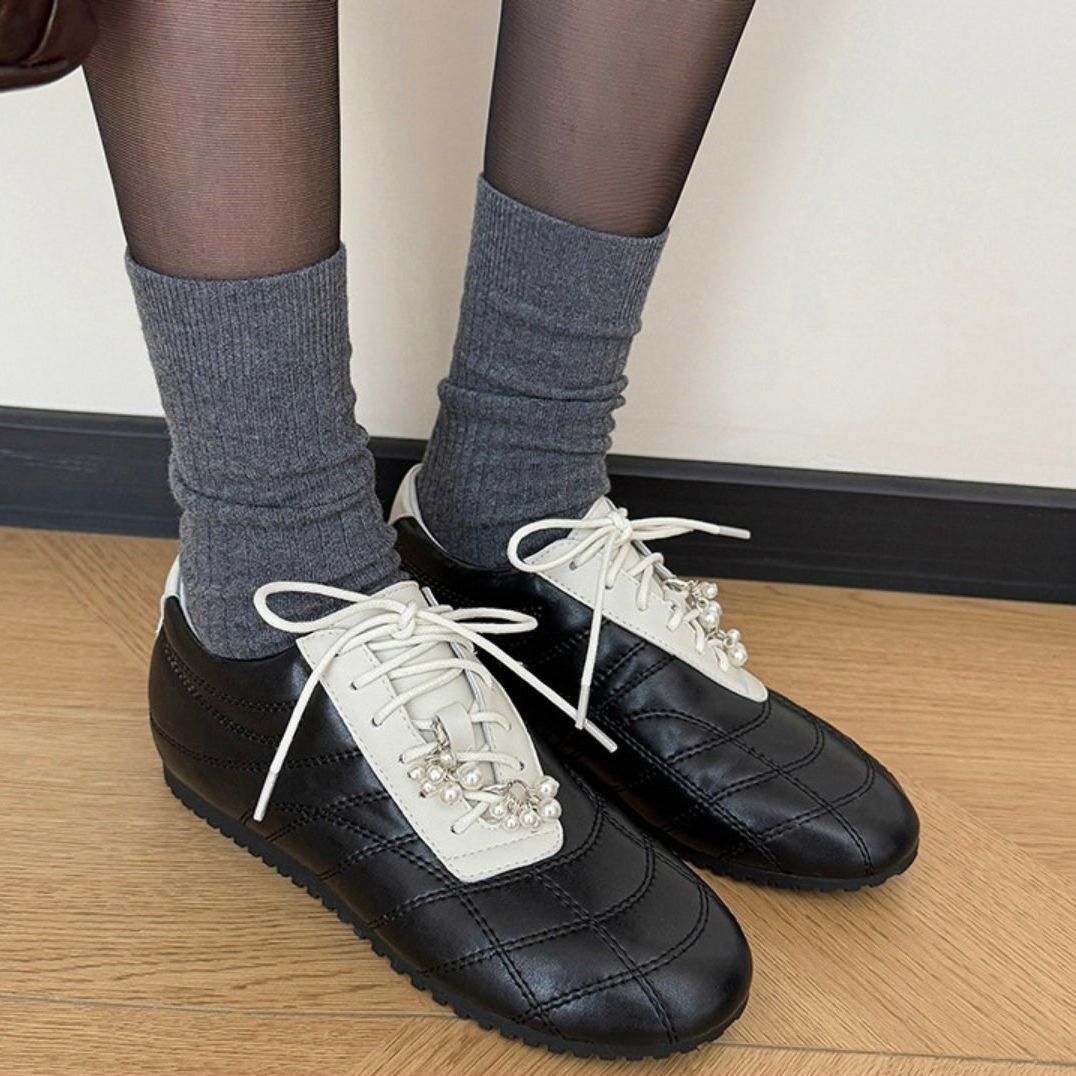 德训鞋女2026春季新款平底运动鞋韩版户外珍珠拼色登山休闲鞋潮,女鞋,深口单鞋,淘宝优惠券,粉丝福利购,淘宝优惠卷