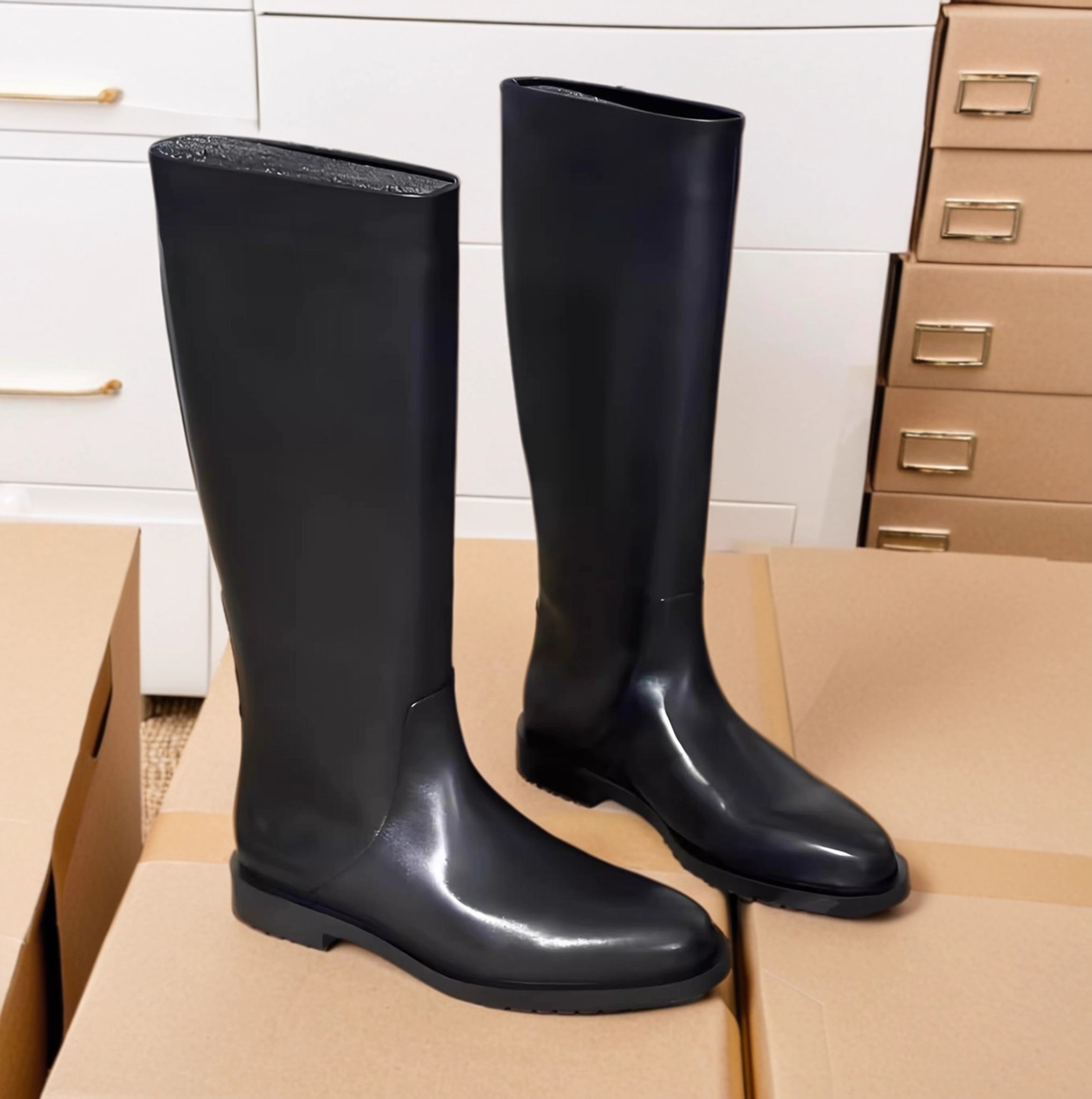 头层胎小牛皮版2025新款骑士靴