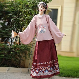 汉服女明制绣花圆领大襟马面裙琵琶袖中国风古装春秋冬款保暖汉服