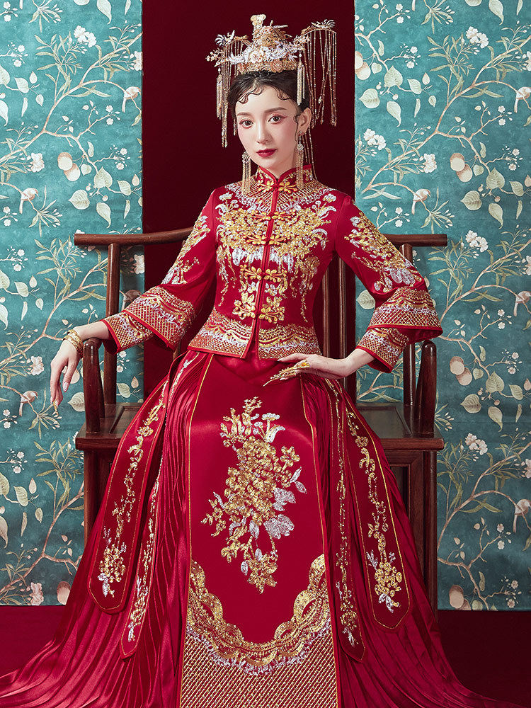 高级秀禾服新款结婚新娘修身敬酒服中式婚礼出门礼服复古秀和服女