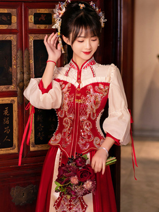 新款红色夏季中式结婚礼服新娘奢华秀禾服显瘦复古敬酒服出门嫁衣