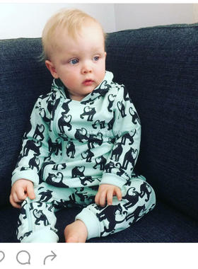 【鬼母】mini rodini  绿色黑豹满印连体衣  不退不换