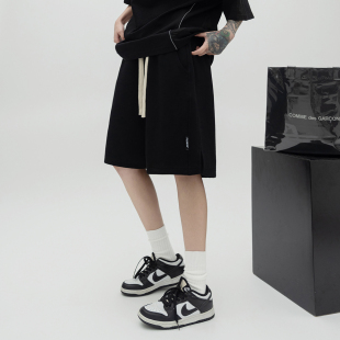 ONE PASS 美式国潮侧边开叉抽绳短裤女夏季新款宽松运动休闲裤