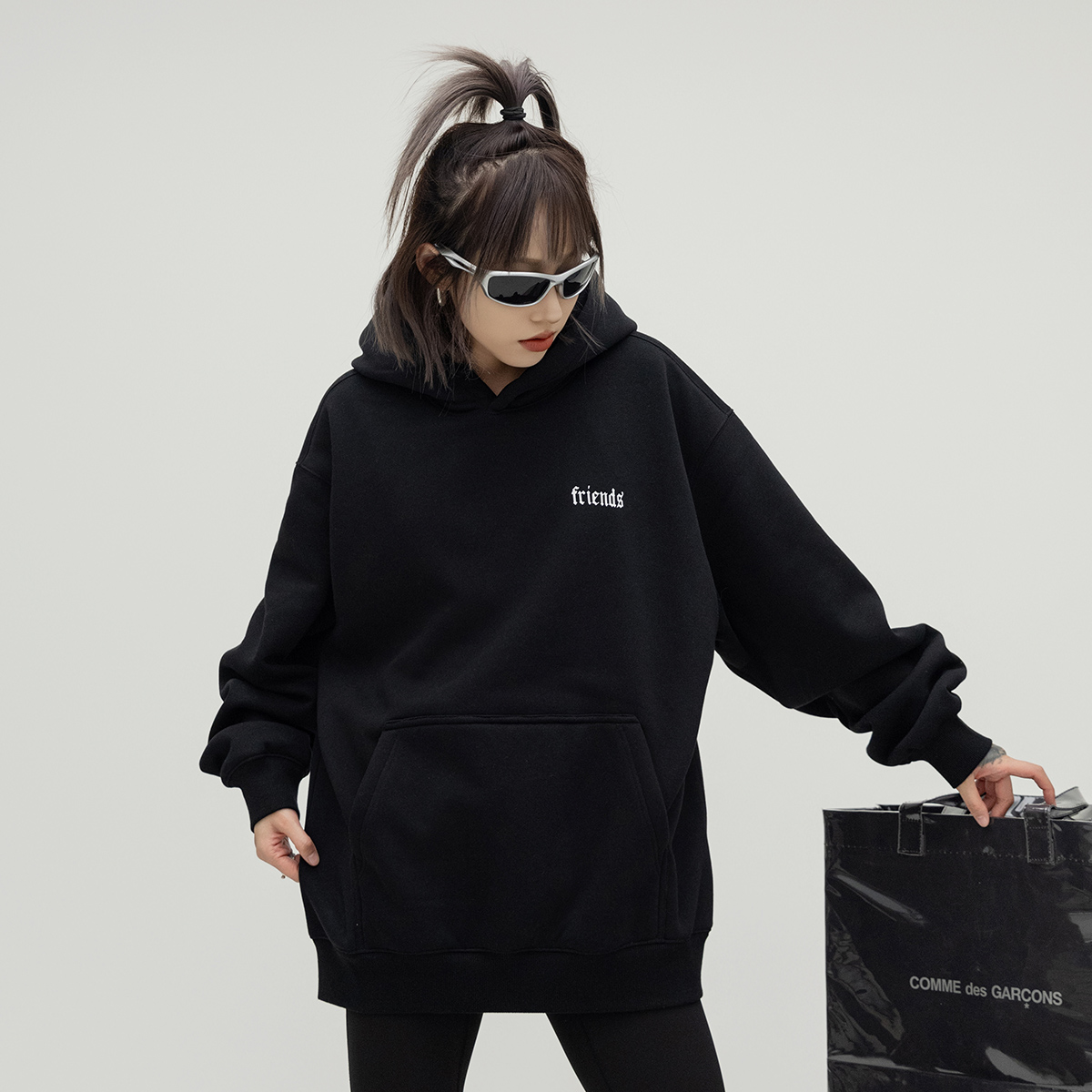 380g重磅加绒连帽卫衣女