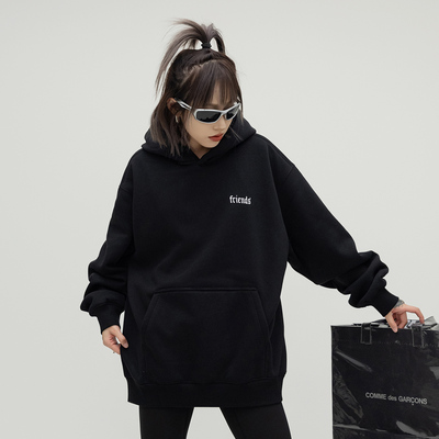 380g重磅加绒连帽卫衣女