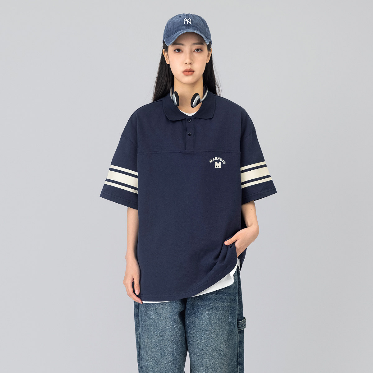 休闲工装撞色拼接POLO衫半袖图片