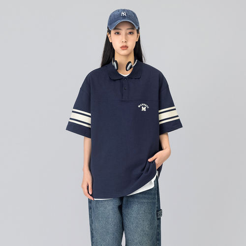 休闲工装撞色拼接POLO衫半袖
