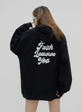 ONE PASS 春季新款字母印花连帽卫衣2023街头潮牌男女款宽松上衣