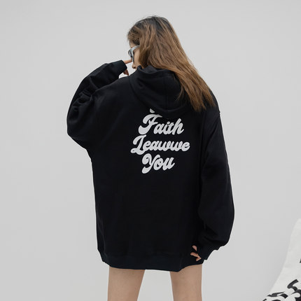 ONE PASS 春季新款字母印花连帽卫衣2023街头潮牌男女款宽松上衣