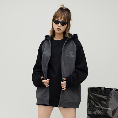 420g重磅插肩袖开衫连帽卫衣女