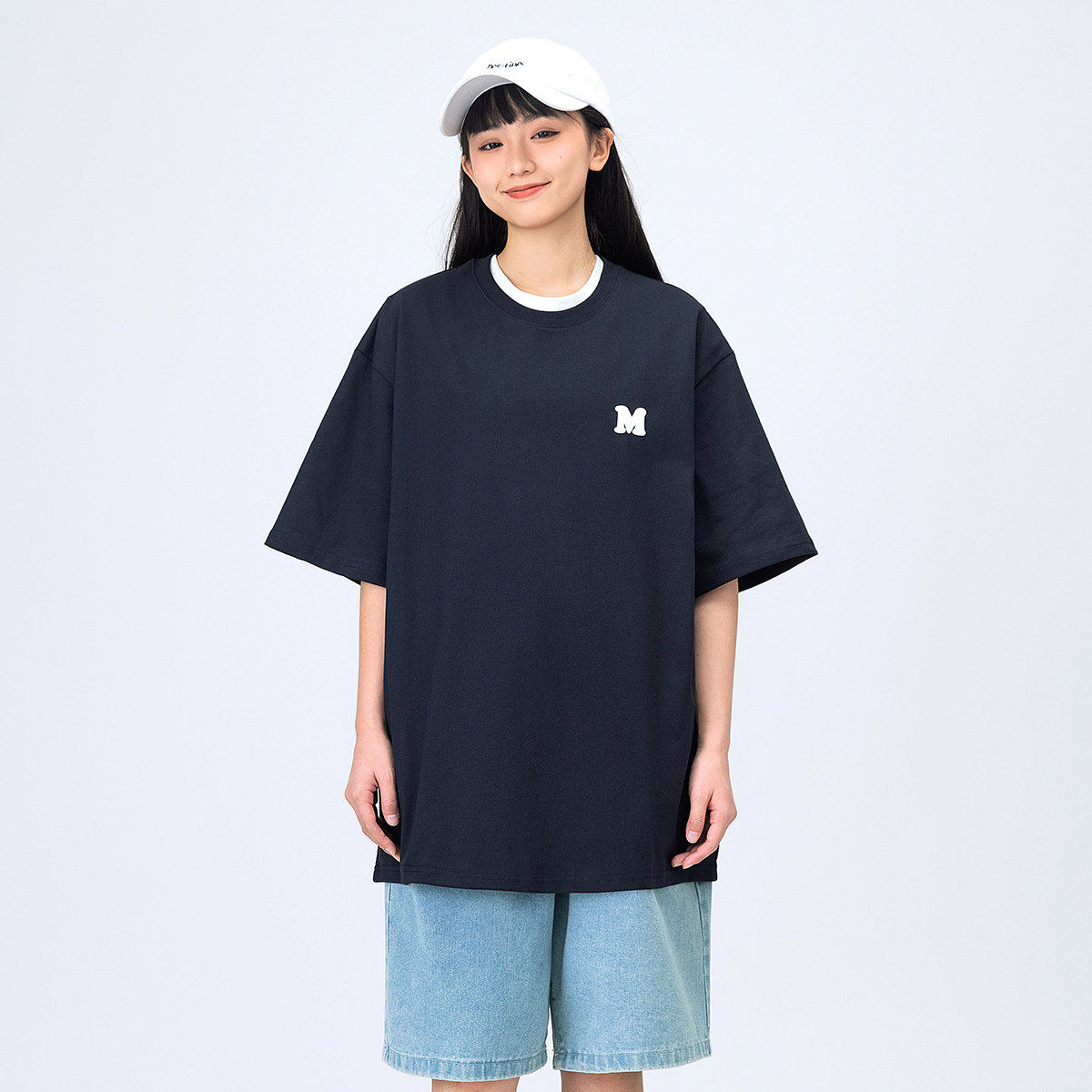 字母发泡印花圆领短袖T恤女图片