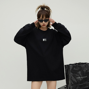 宽松内搭打底衫 新款 上衣男 T恤女秋季 字母印花圆领长袖