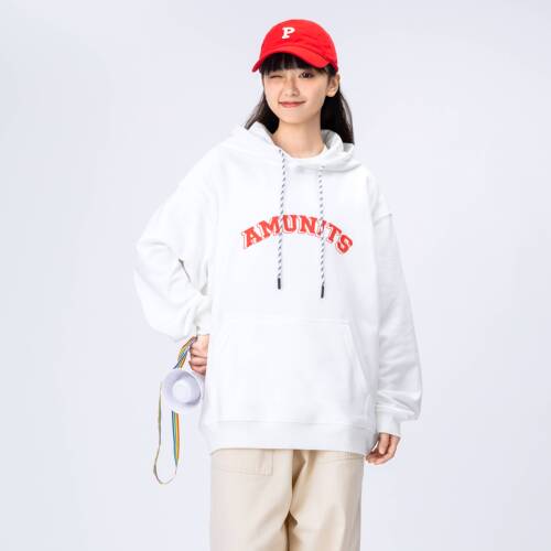 中性套头上衣连帽卫衣女字母