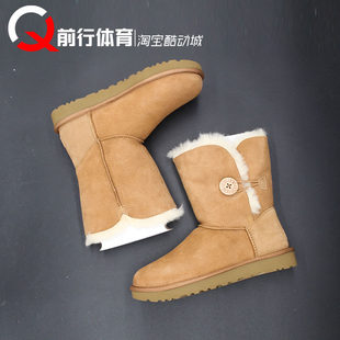Boot羊皮长筒雪地靴 1016226 UGG BLK Button CHE GREY Bailey
