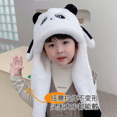 冬儿童保暖帽子围巾一体耳朵会动