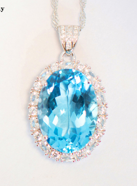 风传花信托帕石纯银吊坠