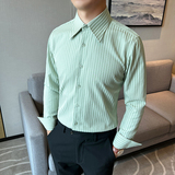 高品质定制面料莫代尔泡泡纱条纹男士蓝色衬衣CS903-P78，男装衬衫，星座197