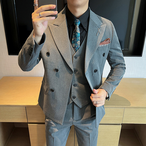 新款 高品质 大码西装男套装双排扣新郎结婚礼服正品SJT2404-P210图片