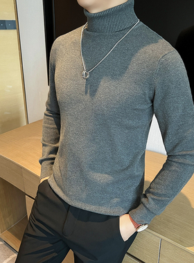 羊毛 高领长袖毛衣针织衫男士修身打底衫男长袖内搭灰色W6009-P57