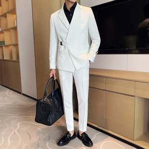 2025秋装金属卡扣西装男套装经典西服痞帅二件套潮LJT2210-P240图片