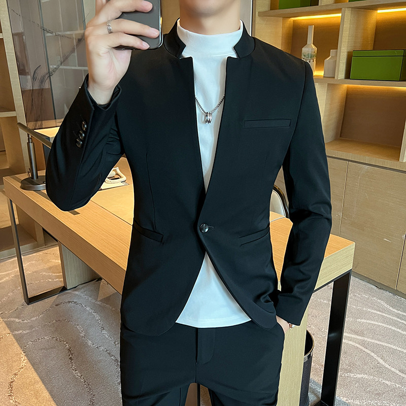 2025高品质西服男套装立领中山装新中式无领西装LJT2305-P210,男装西服,星座197