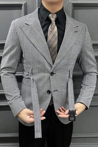 2025春装网红经典复古格子西装千鸟格小西服男士外套DX2209-P138图片
